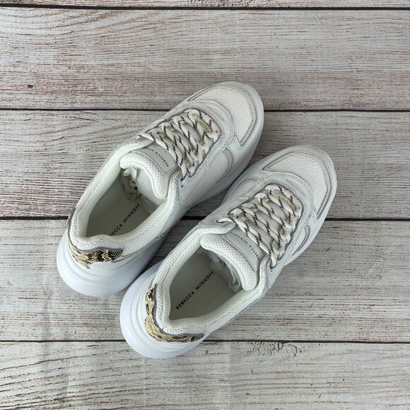 Rebeeca Minkoff Womens Sz 6 Platform Sneakers White Snakeskin - Picture 7 of 9